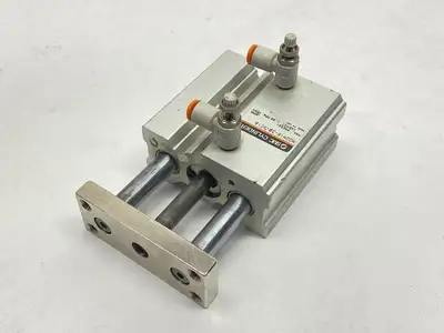 USED SMC DOUBLE ACTING GUIDED PNEUMATIC CYLINDER 16MM BORE 30MM STROKE