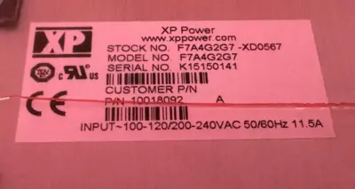 NEW XP POWER F7A4G2G7 POWER SUPPLY 10018092 100-120/200-240VAC 11.5A 50/60HZ