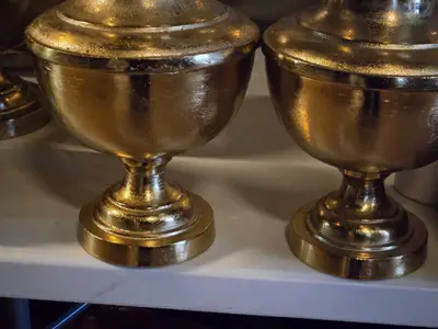 Lot of (2) Aluminum Decorative Table Vase 9" x 14"