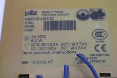PILZ SAFETY RELAY 474790 PNOZ V 30S 24 V DC  PNOZV30S24VDC STOCK L-453C