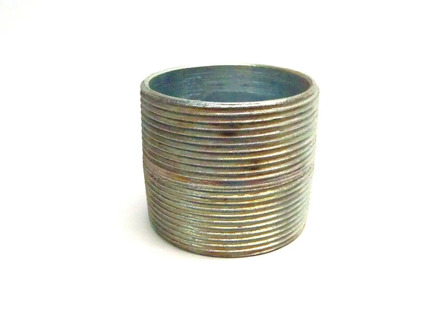 2 Inch ID Steel Zinc Plated Threaded Conduit Nipple 2.3 Inch OD 2 Inch Height - Used