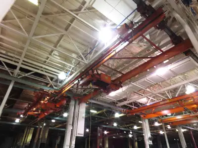 Cleveland Tramrail P&H 11 Ton Double Girder Underhung Bridge Crane 34' 10" Span
