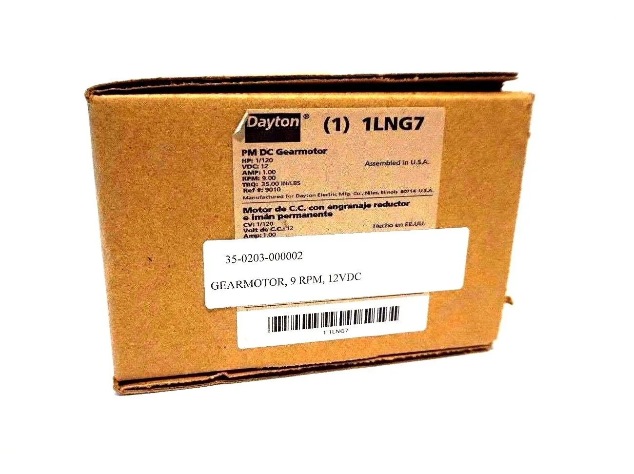 NEW DAYTON 1LNG7 PM DC GEARMOTOR 1/120 H.P.