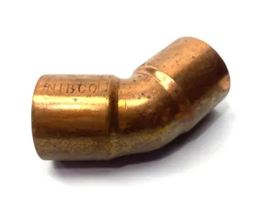 New | in-Stock NIBCO Copper 45° Elbow Fitting WROT Sweat 1" x 1" Plumbing Equipment Michigan US | Maverick Industrial Sales #1393339