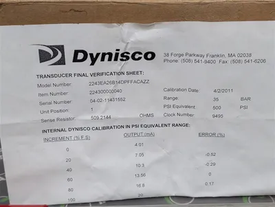 Dynisco 2243EA26B14DPFFACAZZ Smart Pressure Sensor 35 URV 35 PSI New NIB