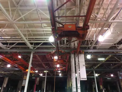Cleveland Tramrail P&H 11 Ton Double Girder Underhung Bridge Crane 34' 10" Span