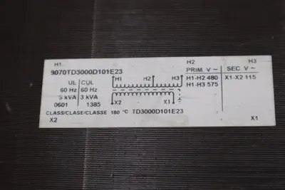 SQUARE D SK3000G3 SERIES A CLASS 9070 TRANSFORMER DISCONNECT STOCK H900