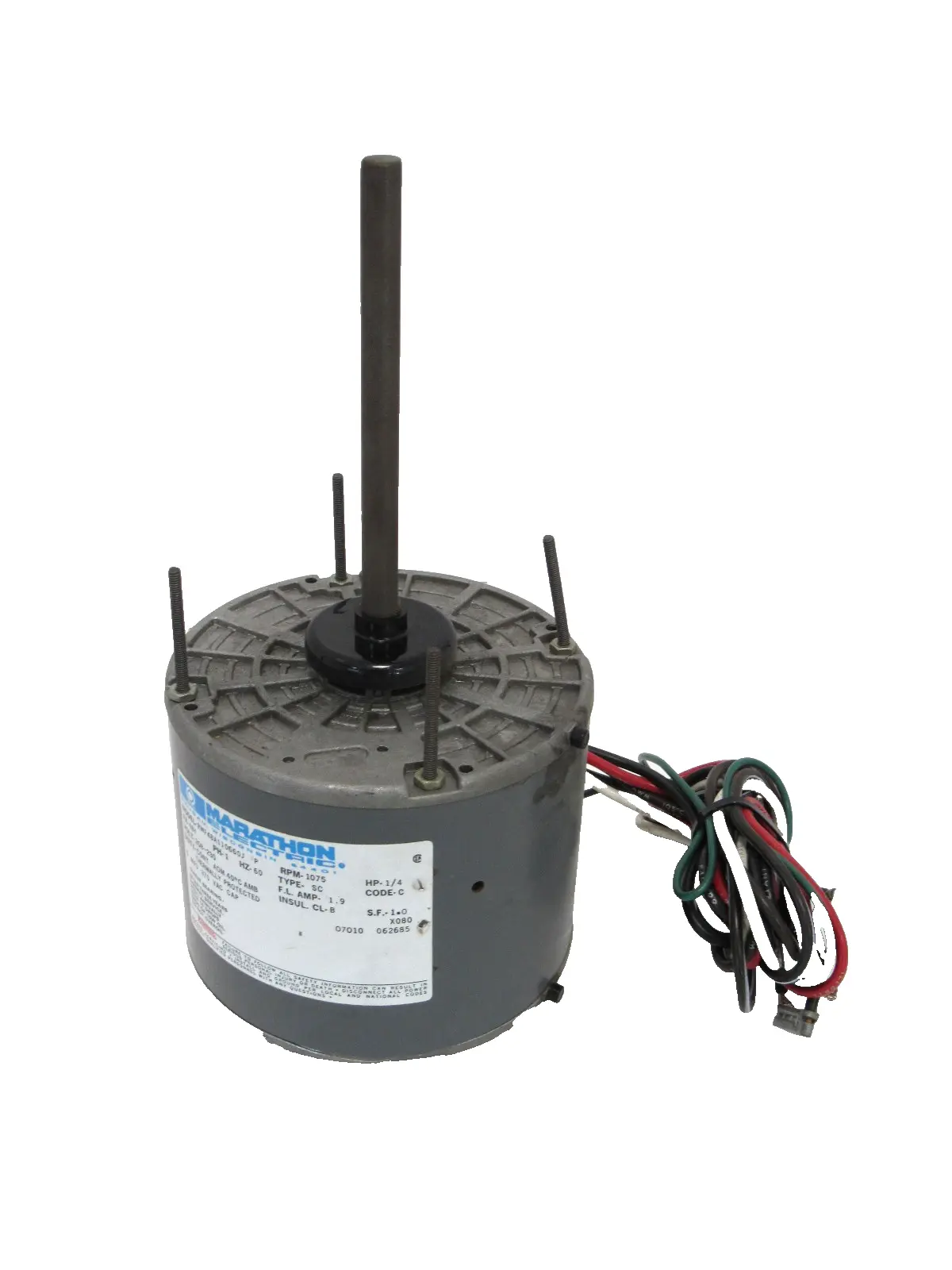 NEW MARATHON X080 FAN MOTOR 1/4HP 208-230V 1/2" x 6" RWF48A110660J