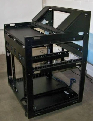 Middle Atlantic Podium / Lectern Style Audio / Video (AV) Rolling Equipment Rack with Slide out Tray, Power Strips and Cooling Fan