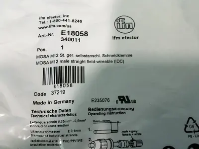 New | in-Stock IFM ELECTRIC E18058 Electrical Fittings Ohio US | HGR 24 #1545407