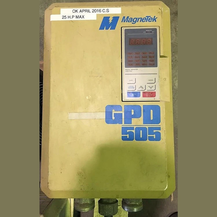 Used _UNKNOWN_ GPD 505.

25 HP MAX.

SERIAL NO: U-9802212-80.


VARIABLE SPEED DRIVE. Variable Speed Drives British Columbia CA | Savona Equipment LTD #1170043