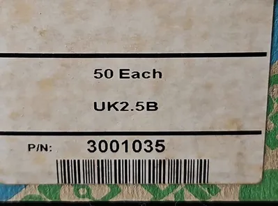PHOENIX CONTACT UK 2,5 B TERMINAL BLOCK. Box w/50. Loc3D-11