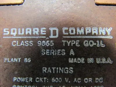 Square D 9065 GO-1L Series A Thermal Overload Relay Open Type Melting Alloy