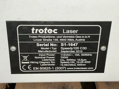 Used 2010 TROTEC SPEEDY100 C30 Laser Cutters Ohio US | HGR 24 #1518391
