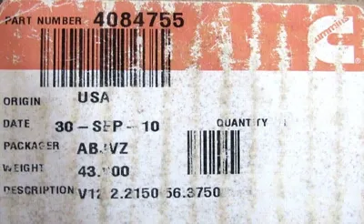 NEW CUMMINS 4084755 CAM SHAFT V122.2150.56.3750