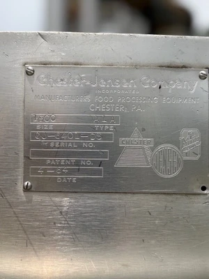 1500 Gallon Stainless Steel Jacketed Processor mfg Chester Jensen Sweep Agitatio