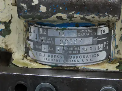 L&J No 18 Mechanical OBI Punch Press 18 Ton 2" Stroke 6" Throat 1.5Hp 3Ph