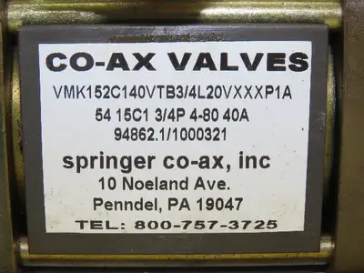 CO-AX VMk152C140VTB3/4L20VXXXP1A 3/4" Actuated Valve 0-40 BAR