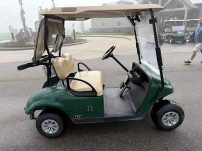 (1) 2019 E-Z-Go EFI golf cart with a Kawasaki gas engine, model 657061G01, includes canopy, fold-dow...