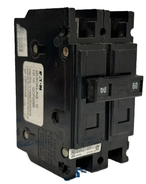 Eaton QCP2060 Miniature Circuit Breaker, Type QCP, 60A, 2-Pole, 120/240V [New]