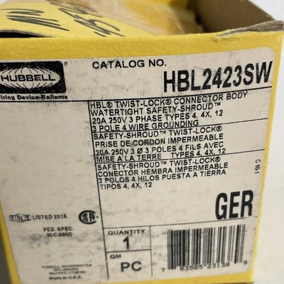 NEW HUBBELL WIRING DEVICE-KELLEMS HBL2423SW