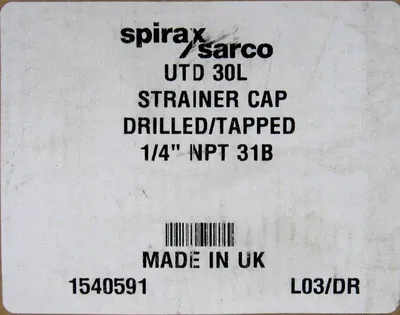 NEW SPIRAX SARCO UTD30L STRAINER CAP 1/4" NPT 31B L03/DR 1540591