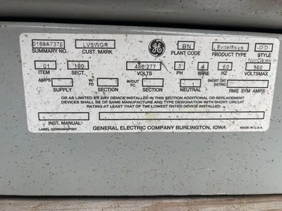 USED GENERAL ELECTRIC LVSWGR / ENTELLISYS