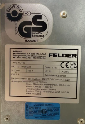 Used 2022 FELDER RL 160 Dust Collectors Ontario CA | Aldan Woodworking Machinery #1233761