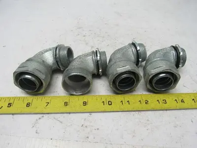 O-Z Gedney 4Q-9100 1" Malleable Iron 90 Degree Liquidtight Connector Lot Of 4