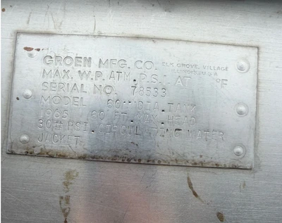 USED Groen 800 Gallon Kettle