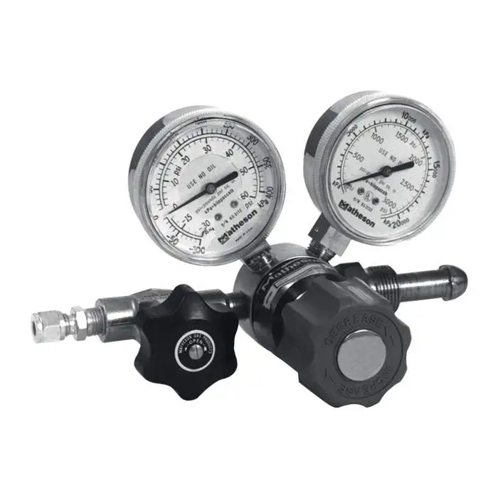 Dual Stage High Purity Brass Regulator for He, Ar, and N2