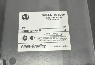ALLEN BRADLEY 800H-2HA4R ENCLOSURE SERIES D 800H2HA4R NEW, SURPLUS
