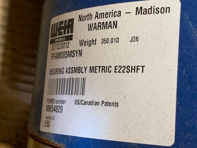 Weir Minerals Warman E22SHFT Bearing Assembly New Storeroom Spare