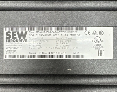 USED SEW Eurodrive MDX61B0008-5A3-4-0T/DEH11B/DFE