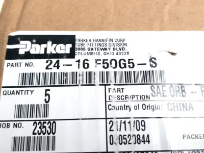24-16 F50G5-S | Parker  Pipe & Port Reducer, Expander 1-7/8"-12, 1-5/16"-12, 5 PACK - New – Open box