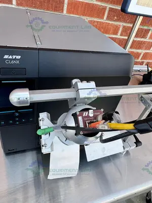USED OPTEL PORTABLE MANUAL PACKING STATION W/  SATO CL6NX THERMAL PRINTER, SCANNER
