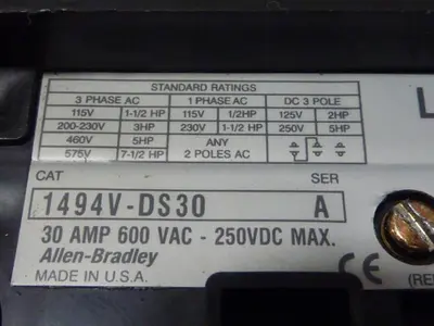 USED ALLEN BRADLEY 1494V-DS30 SER A