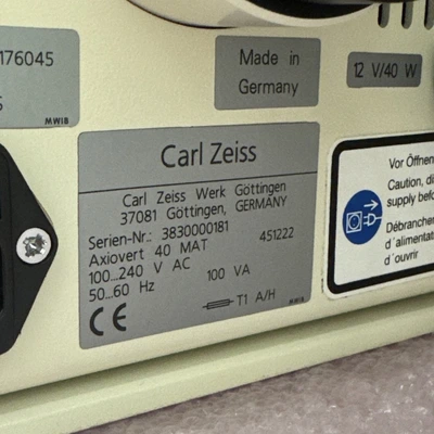 Item# L205 Zeiss AxioVert 40 MAT Inverted Microscope & Camera