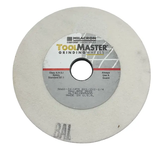 Milacron 8" x 1/2" x 1-1/4" Surface Grinding Wheel 9A60-I6-VFM
