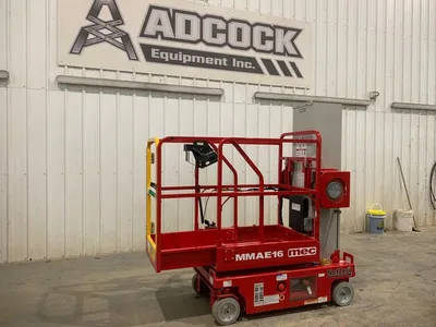 New | in-Stock 2026 MEC MMAE16 "ALL-ELECTRIC" VERTICAL MAST LIFT Scissor Lifters Alberta CA | Adcock Equipment #1417612