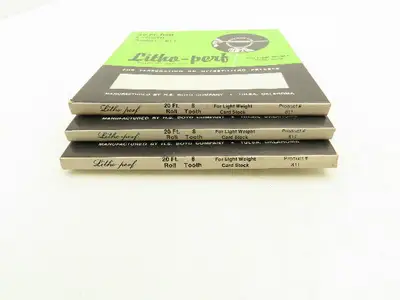 HS Boyd #811 Litho-Perf 20' Roll 8 Tooth Card Side Series Rules Lot of 3