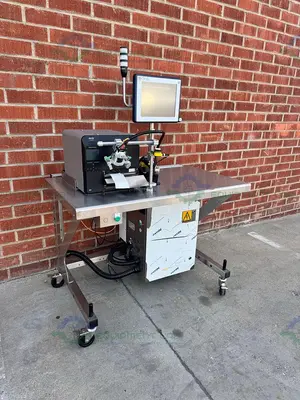 USED OPTEL PORTABLE MANUAL PACKING STATION W/  SATO CL6NX THERMAL PRINTER, SCANNER