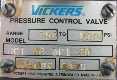 NEW VICKERS RCT-06-DP1-30 PRESSURE CONTROL VALVE 250-1000PSI RCT06DP130