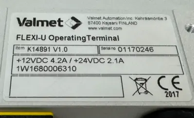 NEW VALMET K14891 FLEXI-U OPERATING TERMINAL V1.0 12/24VDC 2.1-4.2A