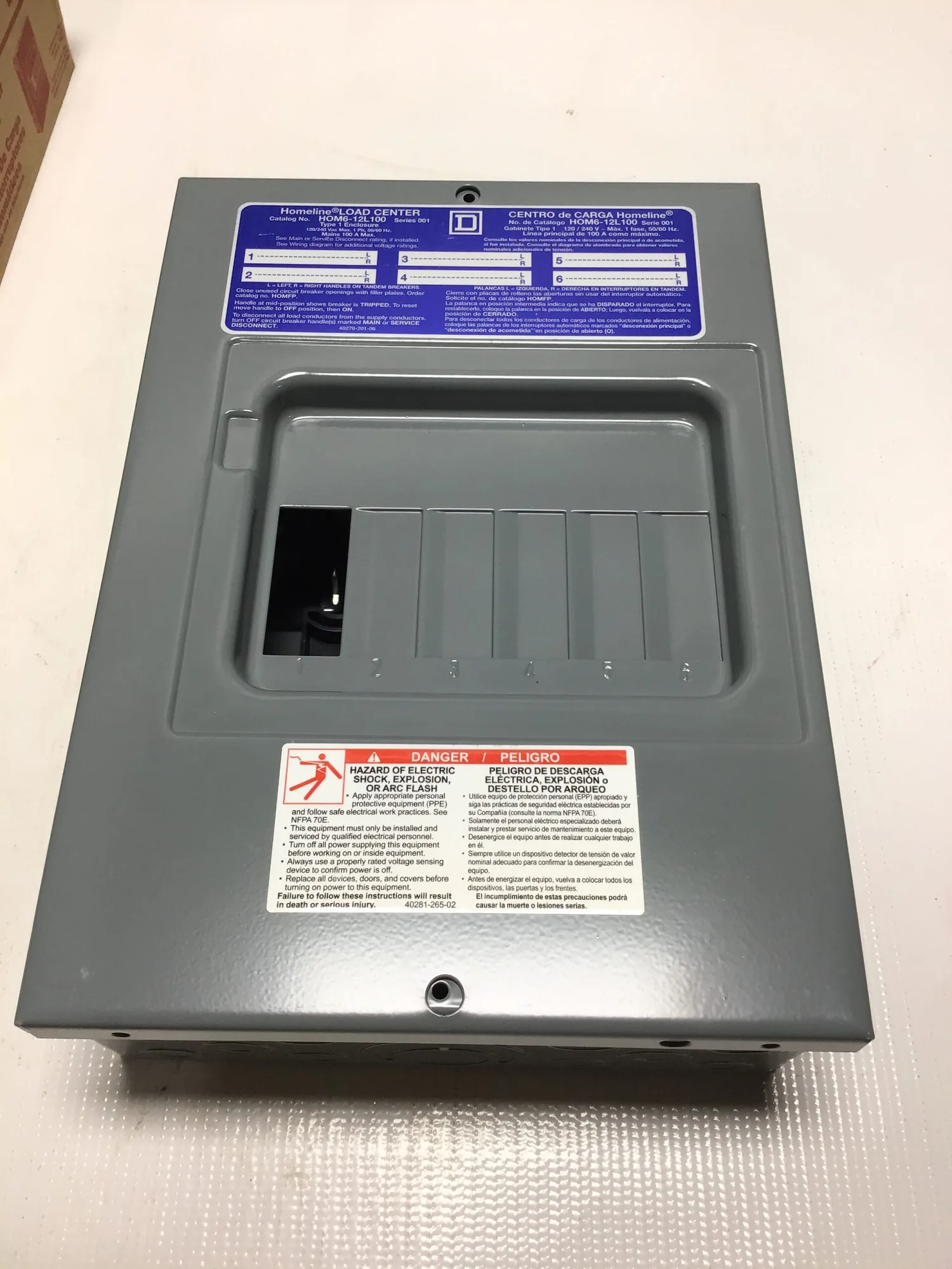 Square D HOM612L100S Homeline Circuit Breaker Load Center 100A 120/240V 50/60Hz