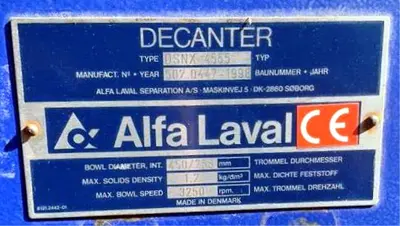 Alfa-Laval AVNX 4555 decanter centrifuge, 316SS.