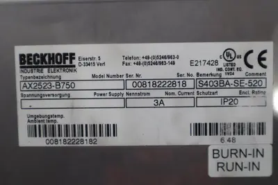 Beckhoff AX2523-B750 Servo Drive STOCK 3427-D