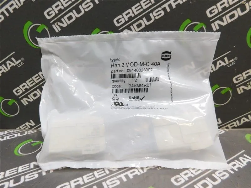Harting 09140023002 Male Han Modular Rectangular Connector Han 2 MOD-M-C 40A New