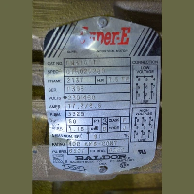 Baldor Reliance 7.5 hp Super-E Electric Motor