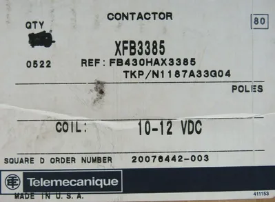 NEW TELEMECANIQUE TK1187A33G04 CONTACTOR 2160FB430HA-1-22-29-XFB3385 10-12VDC